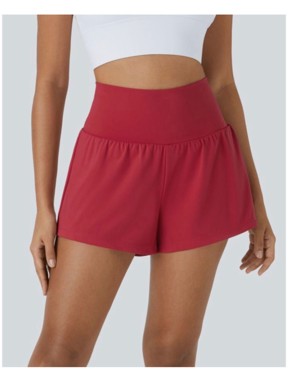 Size L Halara SoftlyZero Airy Super High Waisted 2-in-1 Yoga Shorts
